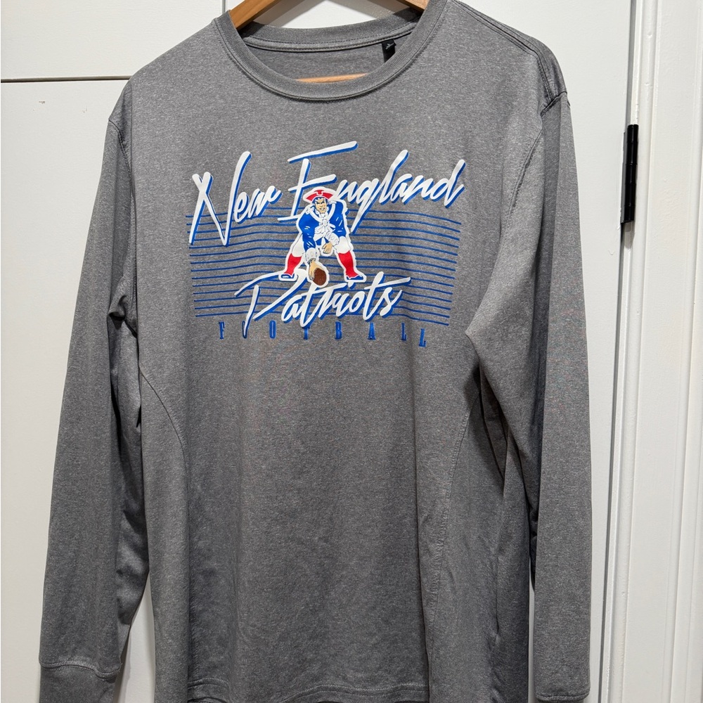New England Patriots Gray Long-Sleeve Performance Tee